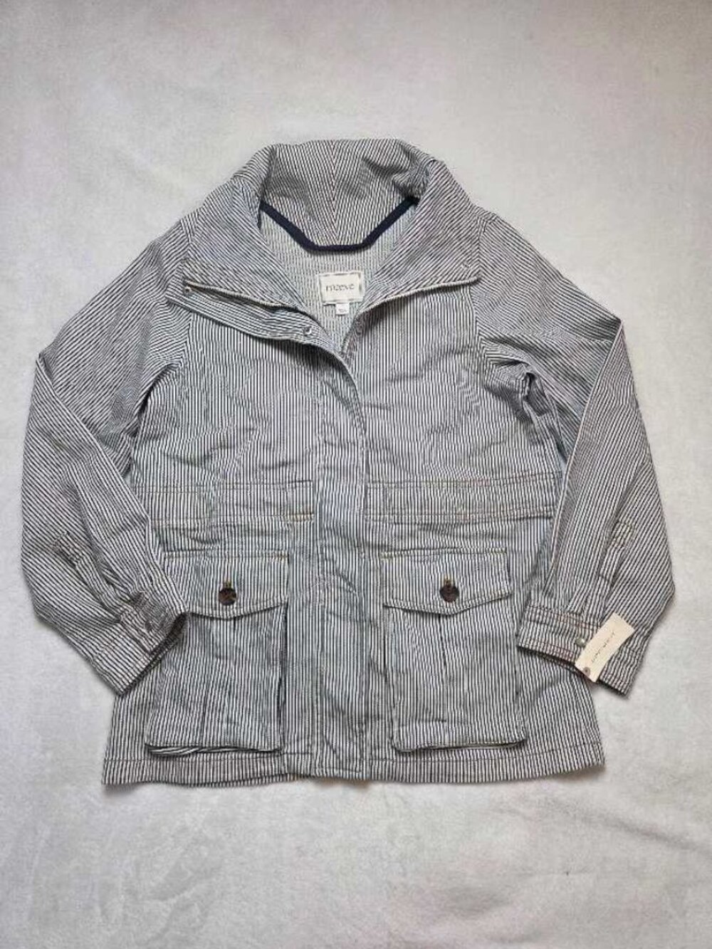New S Anthropologie x Maeve sailor stripe denim utility jacket